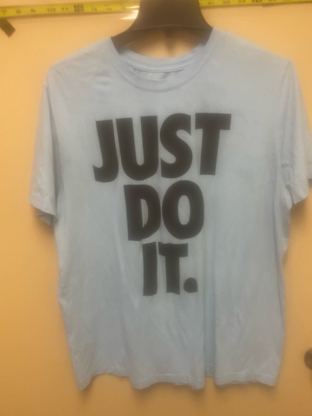 Nike Light Blue Tee with Bold Black "JUST DO IT." Graphic